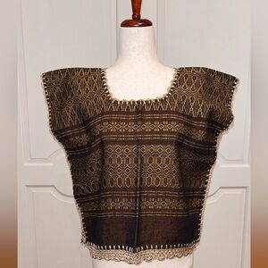 Mexican top Made on a Treadle Loom Hippie-Boho.